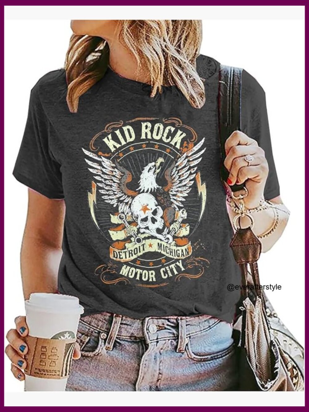 Cotton Blend T-Shirt Round Neck Short Sleeve Casual Rock Band